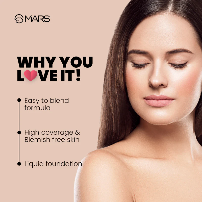 MARS High Coverage Foundation With SPF 50PA++++ UVA/UVB (40ml) - 02 - Image 2